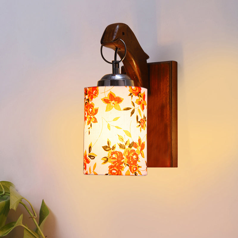 Estrella Printed Wooden Wall Lamp - Orange