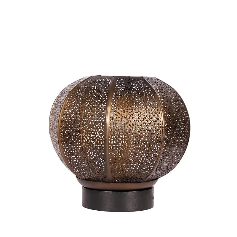 Jwaala Round Etched Metal Table Lamp - Metallic media 4