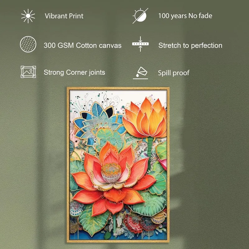 Flame Lotus Wall Art With Frame media 7
