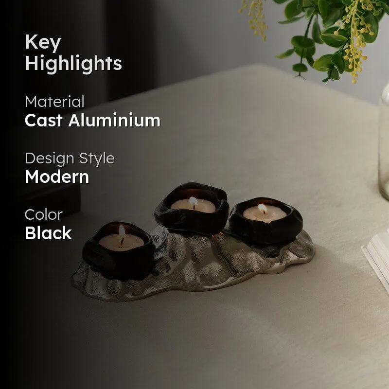 Regal Lotus Candle Holder - Black media 2