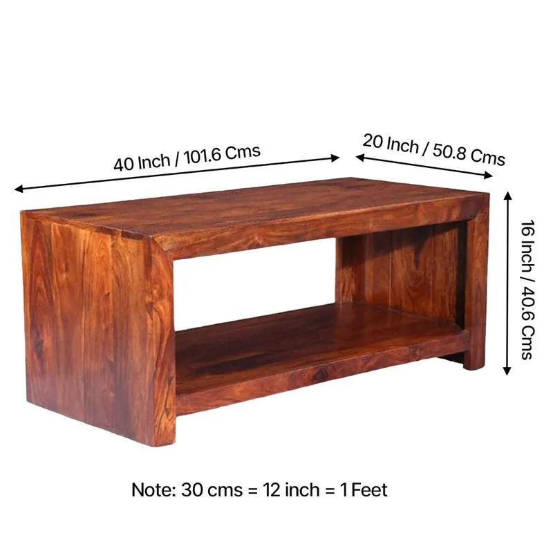 Borvon Sheesham Wooden Center Table - Brown media 9