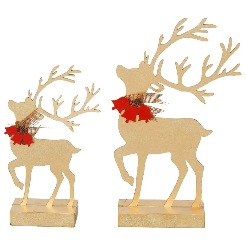 Dancer & Prancer Wood Christmas Showpiece - Set Of Two media 5