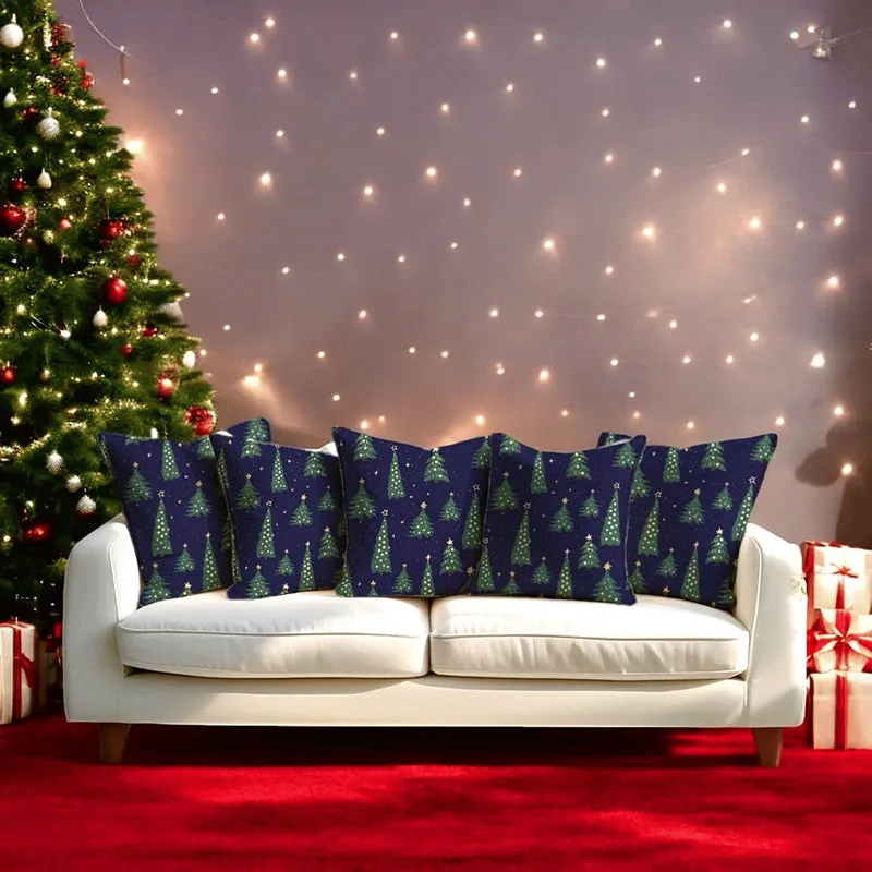 Starry Spruce Velvet Christmas Cushion Cover - Set Of Five media 4
