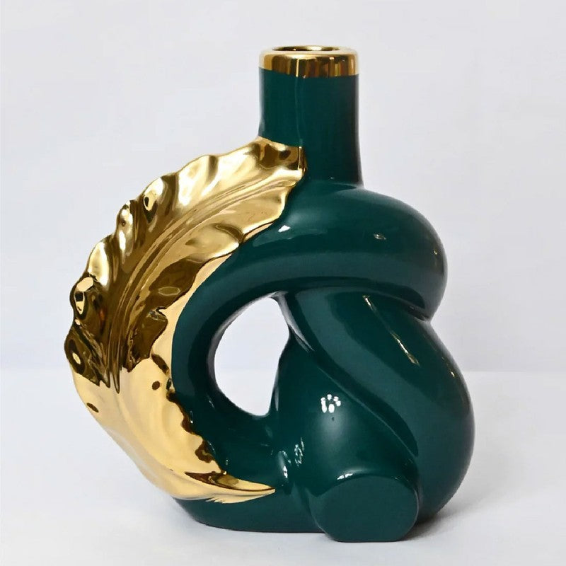 Elvion Modern Sculpted Art Vase - Green media 3