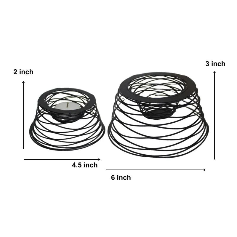 Spiral Black Tealight Candle Holder - Set Of Two media 3