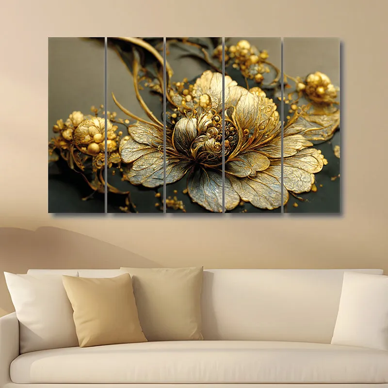 Elegant Gold Canvas Wall Art - Set Of Five media 1