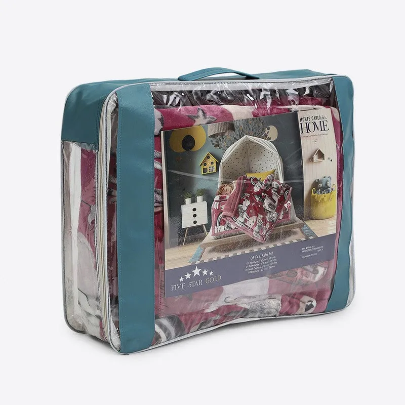 Monte Carlo Dreamy Unicorn Kids Blanket (Maroon)- 1400 GSM media 7