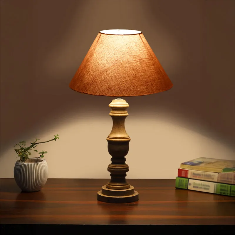 Cotin II Carve Wooden Table Lamp - Grey,Brown media 1