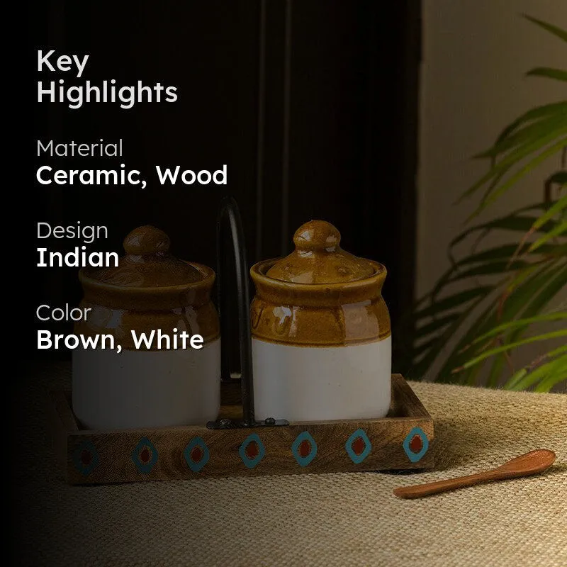 Achar Handglazed Ceramic Jar Set (225 ML) - Four Piece Set media 2