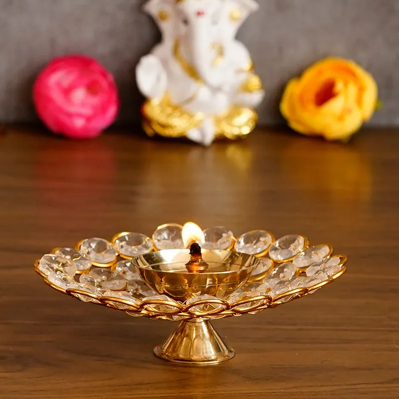 Vintara Festive Brass Diya - Set Of Four media 5