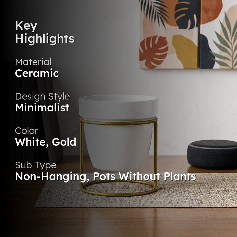 Ugaoo Nyx Floor Metal Planter - White media 2