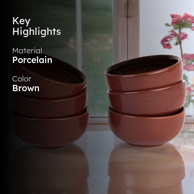 Caspian Porcelain Dip Bowl (Brown/160 mL) - Set Of Six media 2