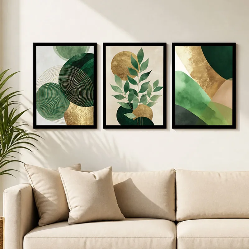 Emerald Rhythm Abstract Wall Art - Set Of Three media 2