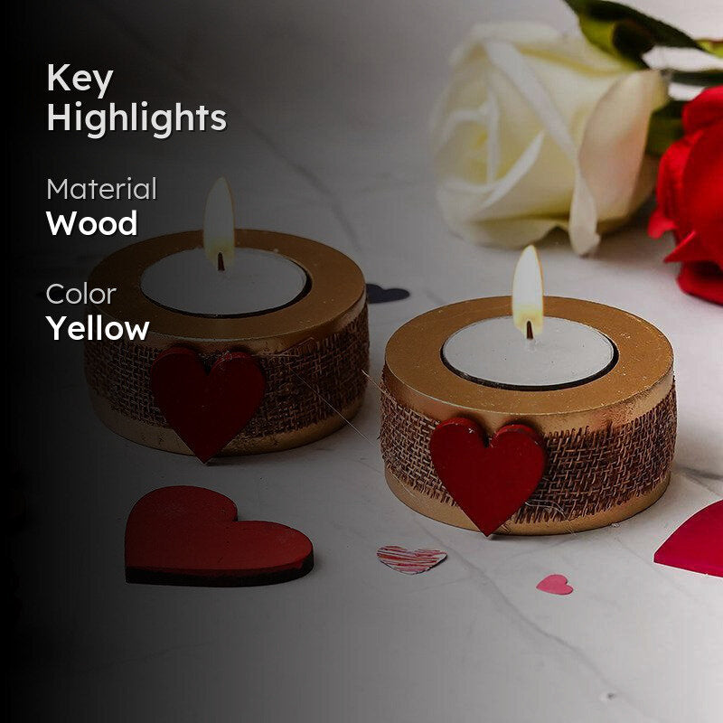 Carved In Love Wood Tea Light Holder - Set Of Two media 2