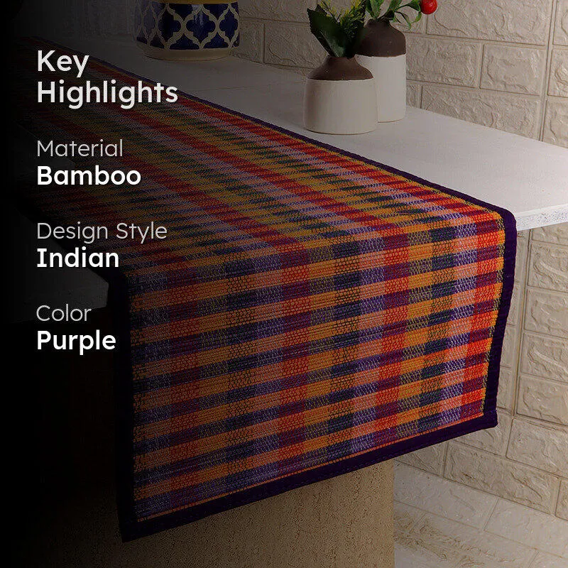 Chequered Zen Bamboo Table Runner - Purple media 2