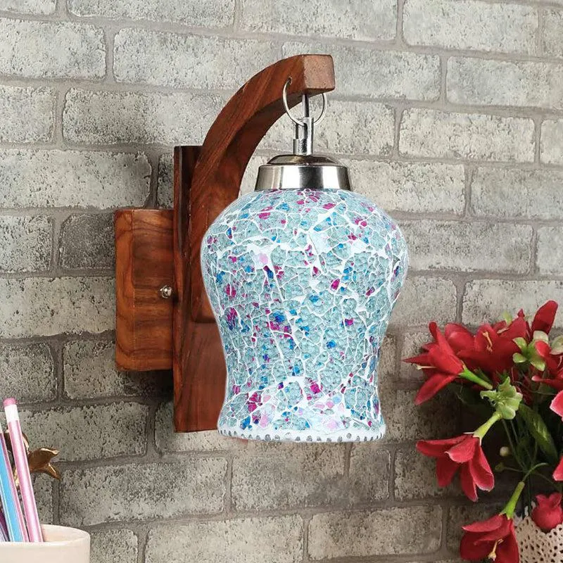 Glama Forma Mosaic Glass & Wooden Wall Lamp media 3