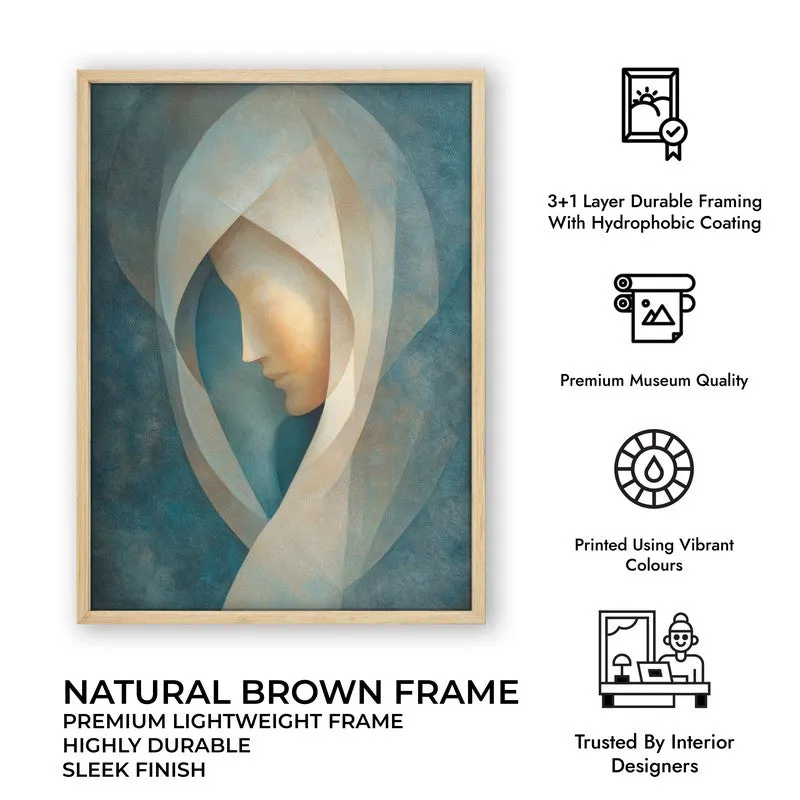 Holy Mary Abstract Archival Paper Wall Painting With Brown Frame media 7