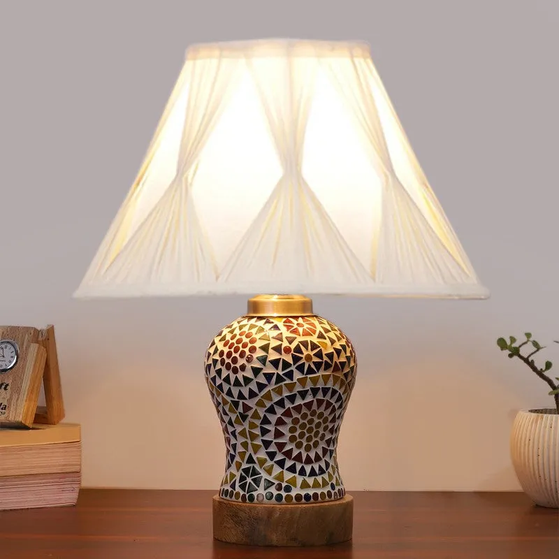 Aurenique Smocked Wooden Table Lamp - Multicolor media 3