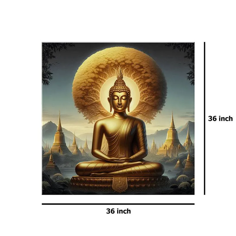 Golden Serene Buddha Wall Painting media 9