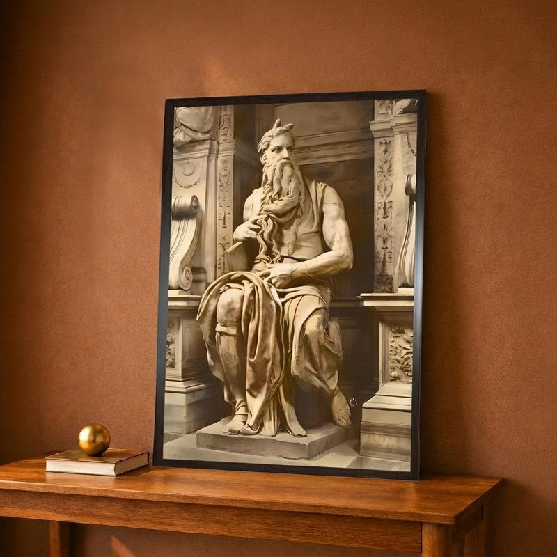 Tomb of Pope Julius II 1453-1513 Detail of Moses Canvas Wall Painting - 9 x 12 inches