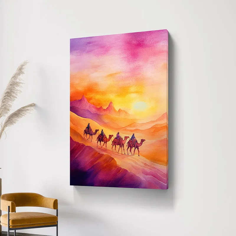 Camels & Sunsets Canvas Wall Painting media 5