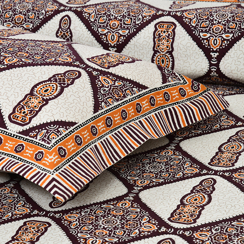 Balla Ethnic Cotton Bedsheet (Brown) - 180 TC media 5
