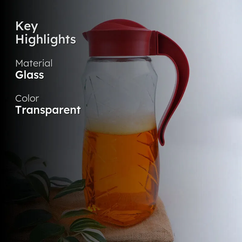 Domana Sema Transparent Jug With Lid (Red) - 1600 ML media 2