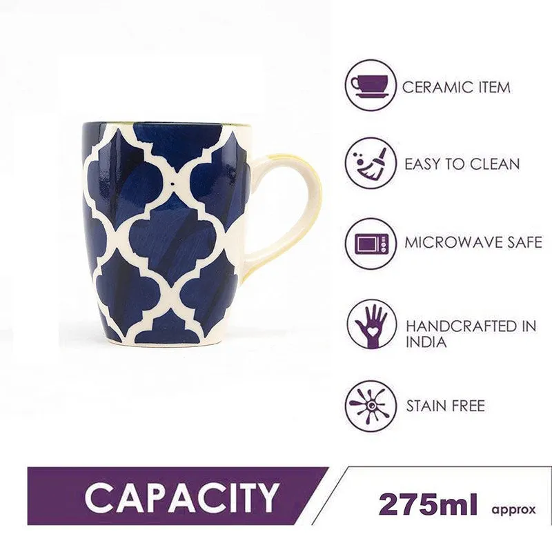 Ceramic Ceramic Coffee Mug (300 mL Each,Blue,Yellow) - Set Of Two media 5