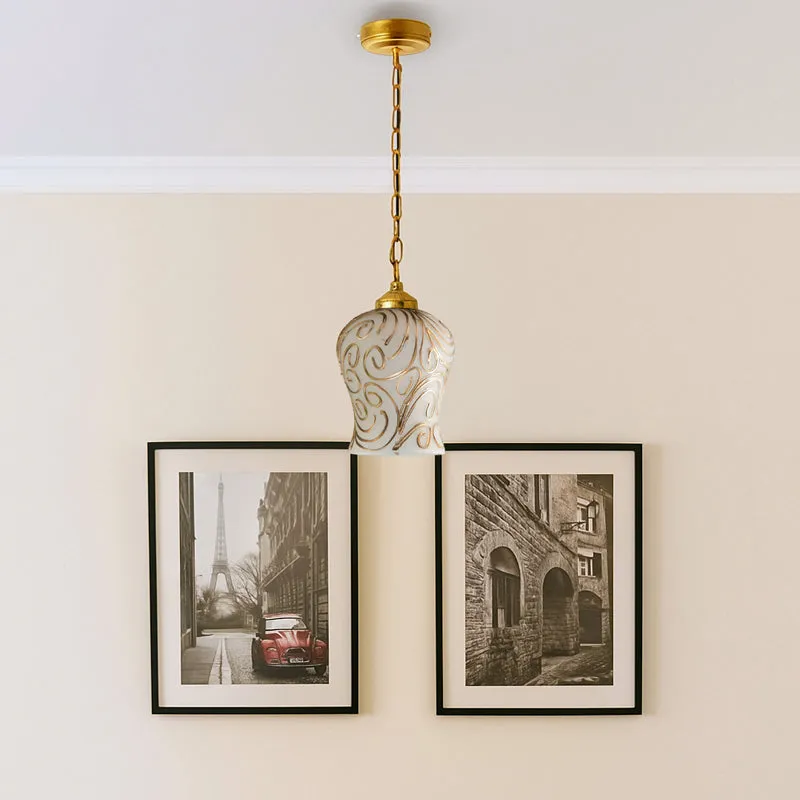 Mosaic Swirl Metal & Glass Ceiling Lamp media 3