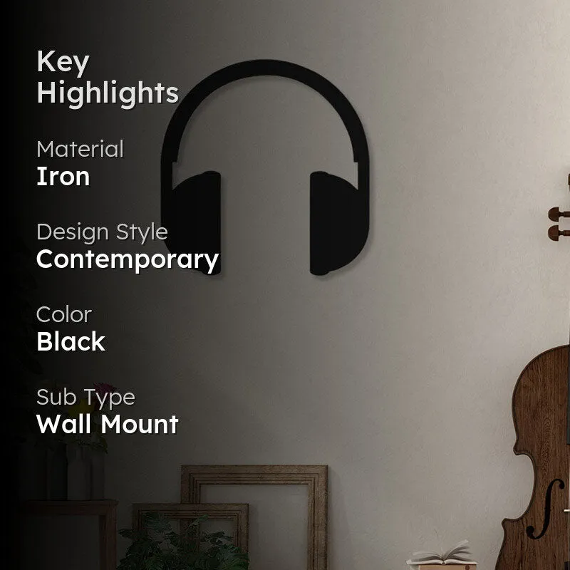 Headphones On Black Iron Wall Accent media 2