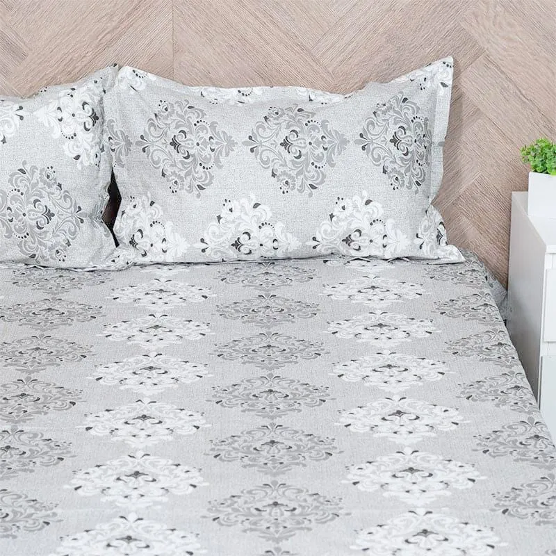 Ivora Ethnic Cotton Bedsheet (Grey) - 144 TC media 4