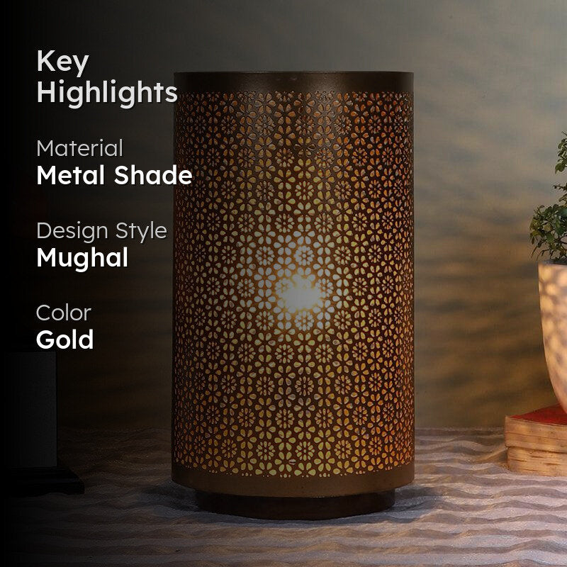 Navya Metal Table Lamp With Brown Base - Gold media 2