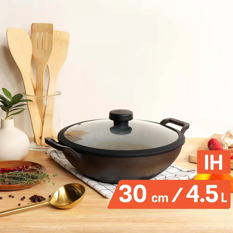 Meyer Cast Iron Kadhai with Lid - 4500 mL media 5