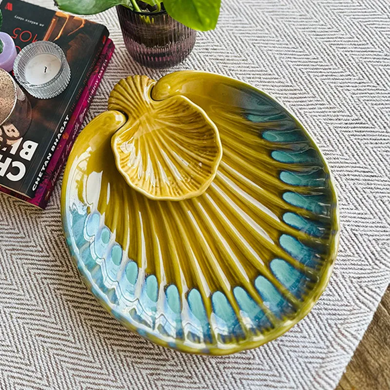 Ocean Glaze Ceramic Chip & Dip Platter media 6