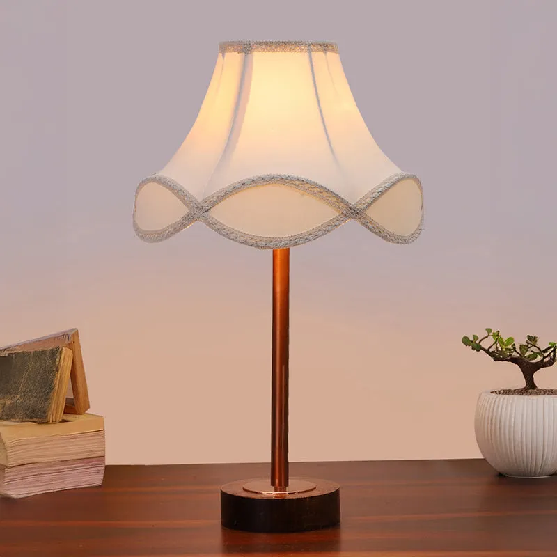 Valencia Arc Rodin Wooden Table Lamp - OffWhite,Copper,Brown media 2