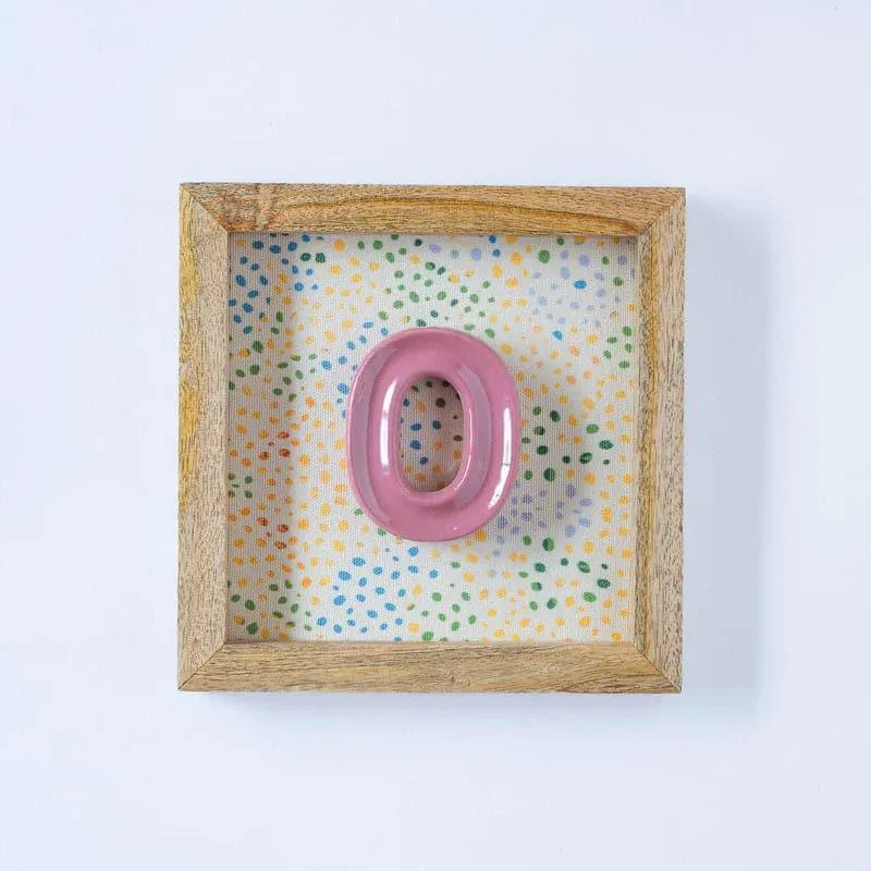 (O) Mini Mottled Mono Ceramic & Wooden Wall Accent - Pink media 1