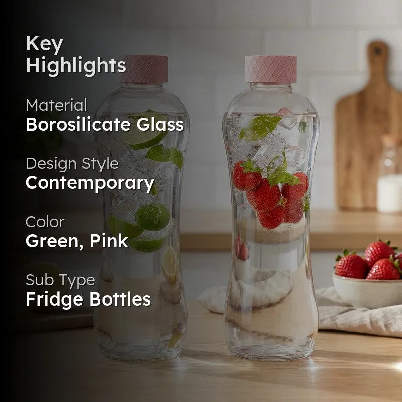 Rioware Quiet Flow Water Bottle (Green, Pink, 1000 mL Each) - Set Of Two media 2