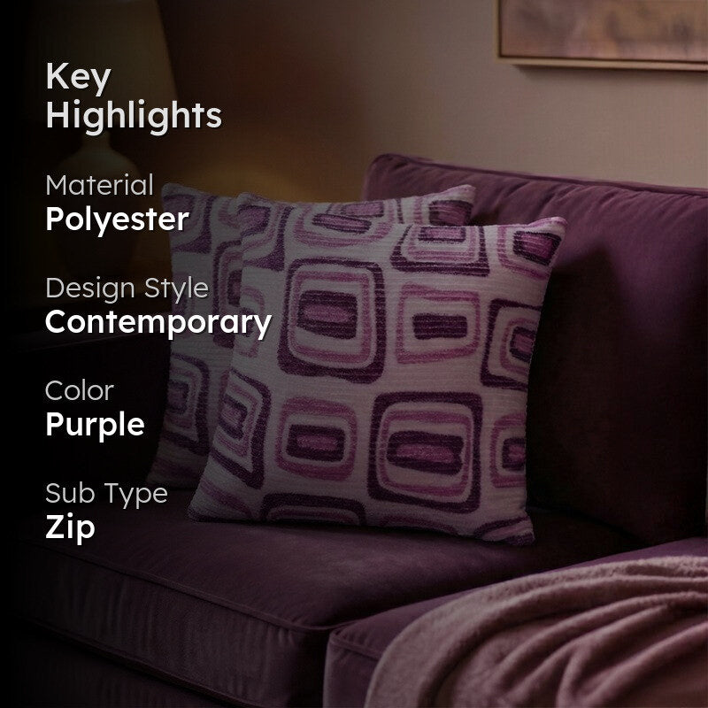 Squarecraft Cushion Cover (Purple) - Set Of Two media 2