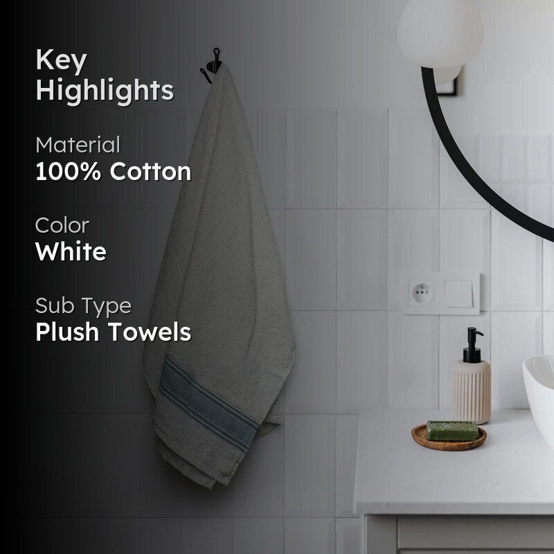 Micro Cotton LuxeDry Comfort Bath Towel - White & Green media 2