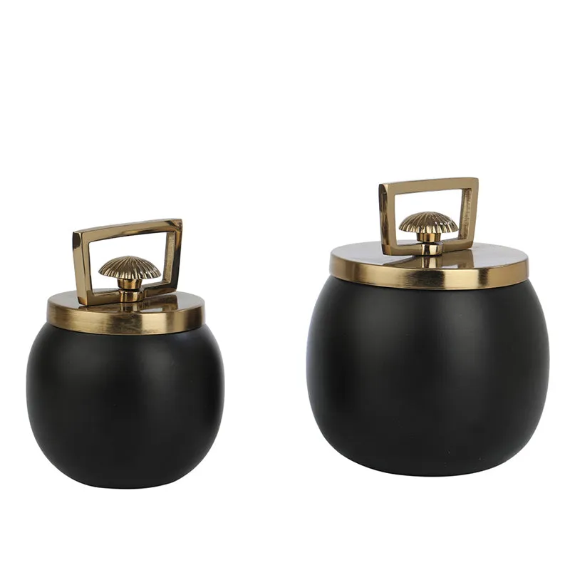 Jarrah Storage Jar (Black & Gold) - Set Of Two media 4