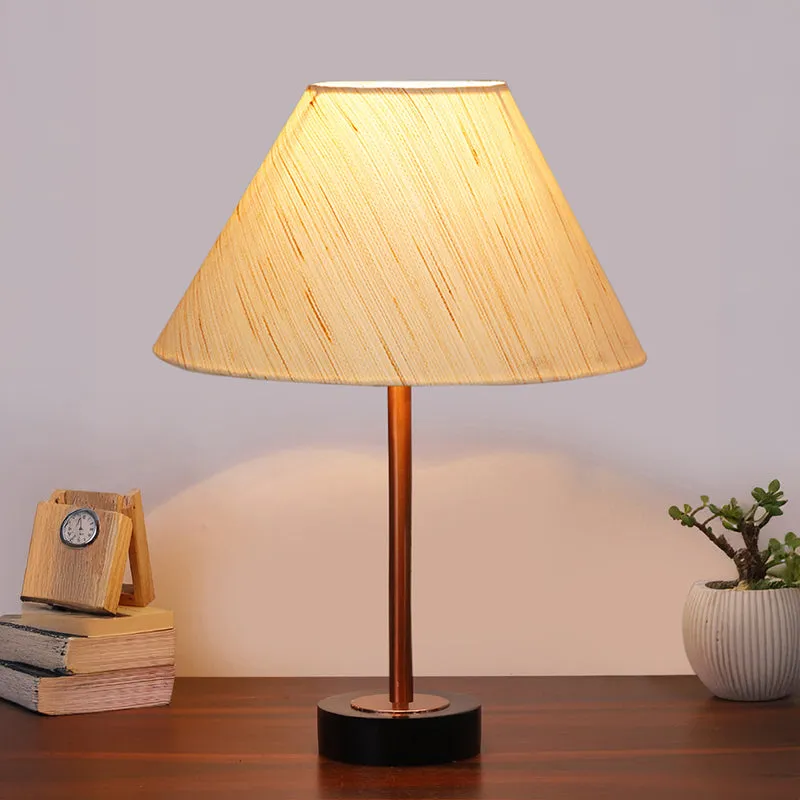 Cotin II Rodin Wooden Table Lamp - OffWhite,Copper,Black media 2