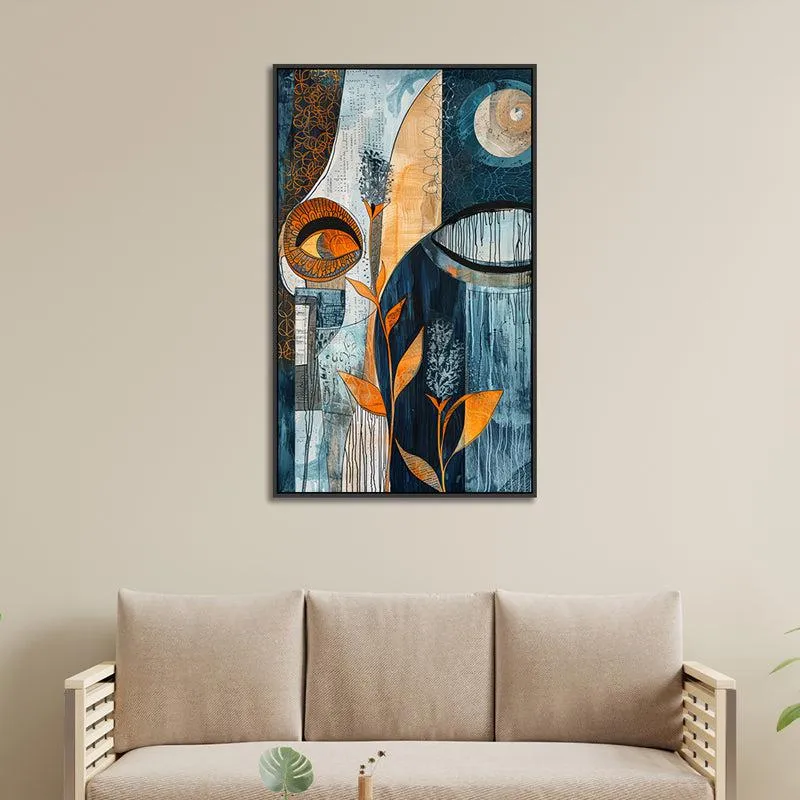 Hues Of Emotions Abstract Canvas Wall Painting With Frame - Black media 6