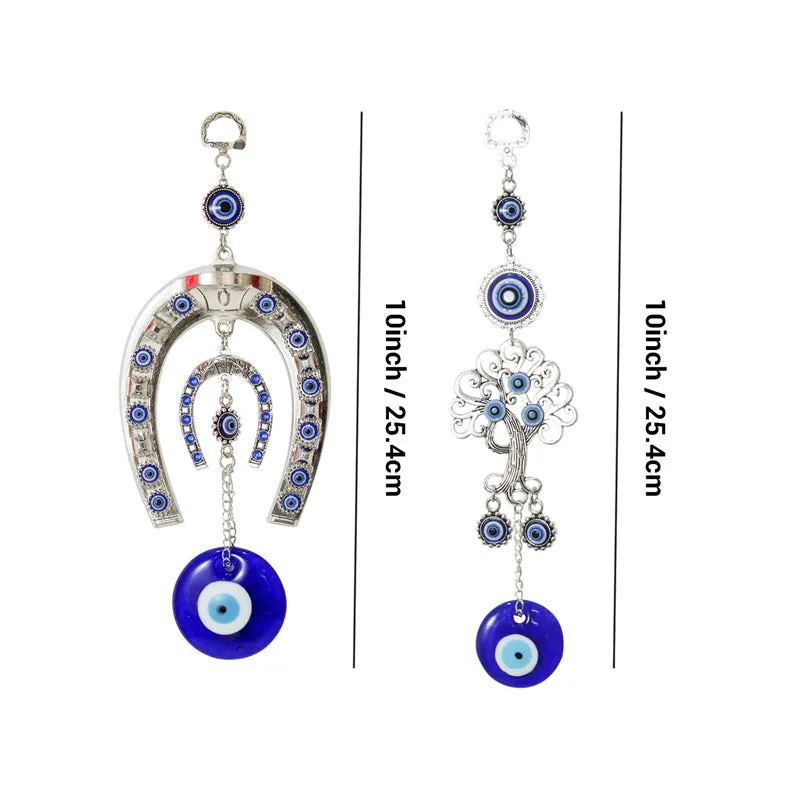 Tree Of Life & Horse Shoe Evil Eye Metal Wall Accent - Set Of Two media 7