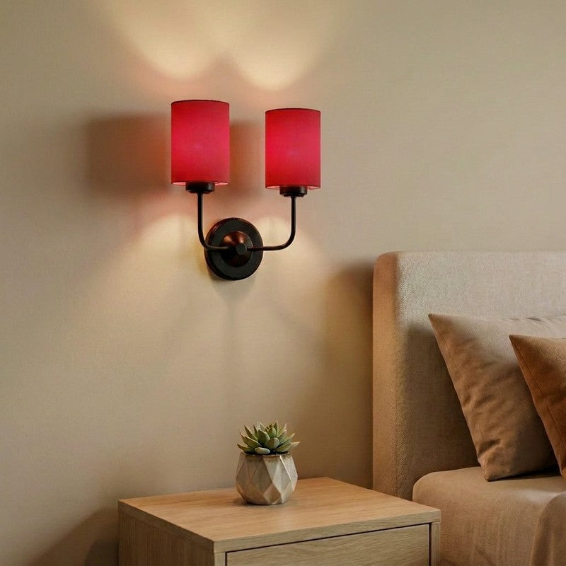 OrganicGlow Twin Cotton Wall Lamp - Red