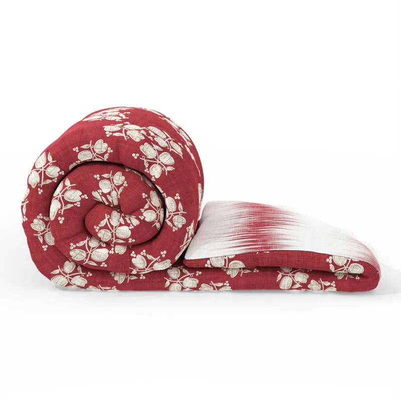 Minas Floral Reversible Microfiber Comforter (Red) - 120 GSM media 5