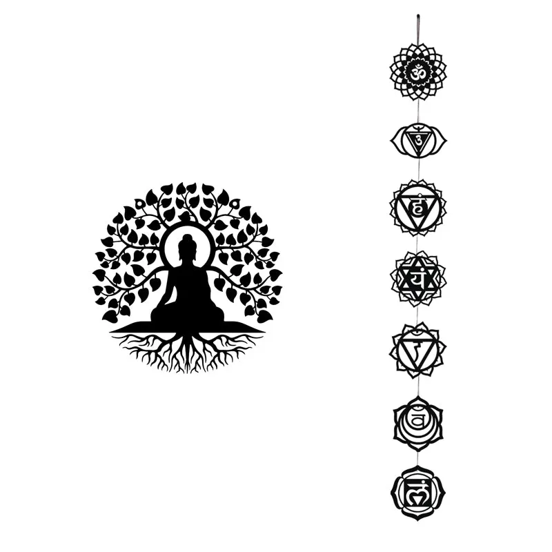 Bodhisatva and Seven Chakras Iron Wall Accent - Set Of Two media 3