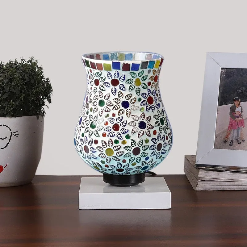 Emberra Mosaic Glass Table Lamp With Wooden Base - Multicolor media 4