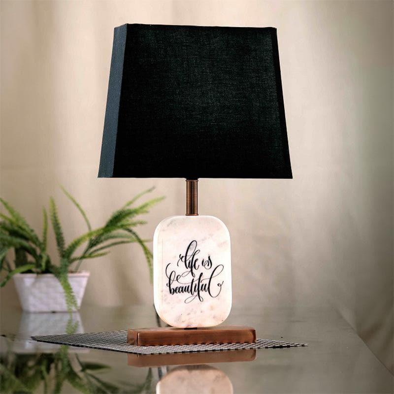 Life Light Printed Marble & Copper Base Fabric Table Lamp - Black,White media 3