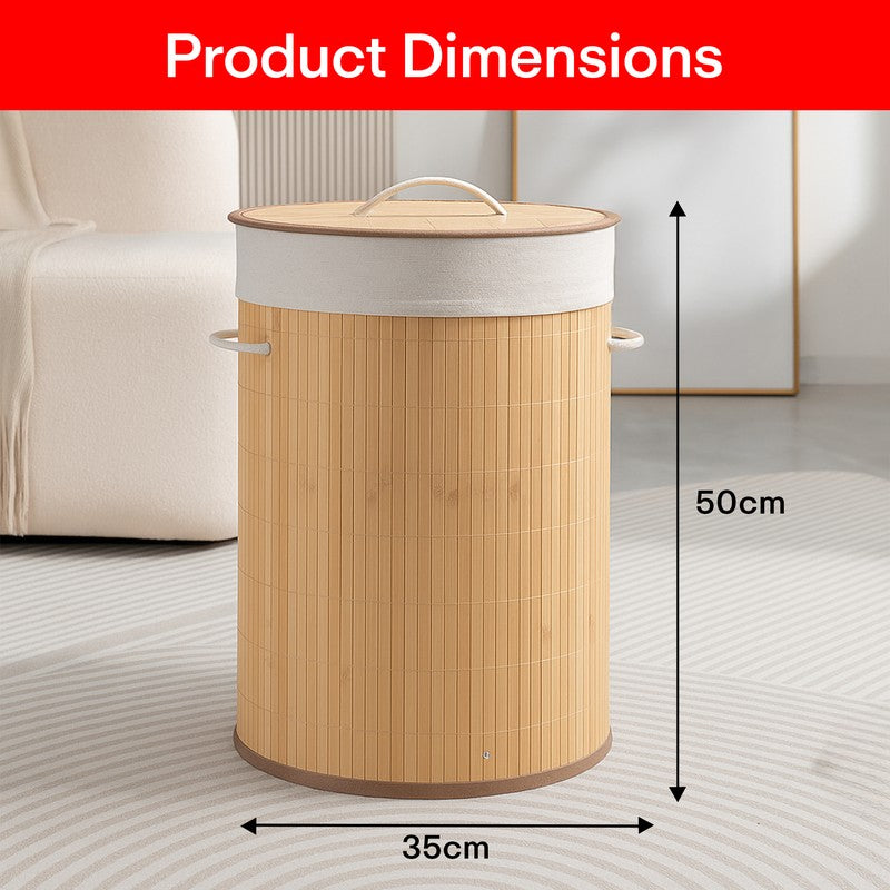 Rioware Tall Storage Bamboo Laundry Basket - Natural Wood media 9