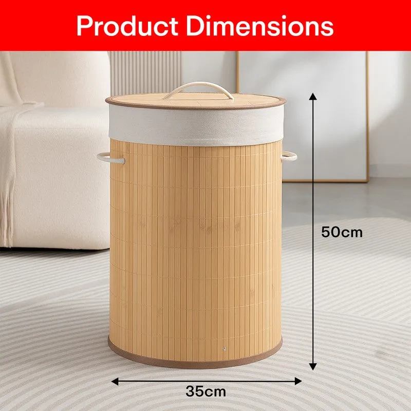 Rioware Tall Storage Bamboo Laundry Basket - Natural Wood media 9